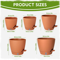 Goproauto Self Watering Pots 5.5 inch terra cotta with detachable saucer