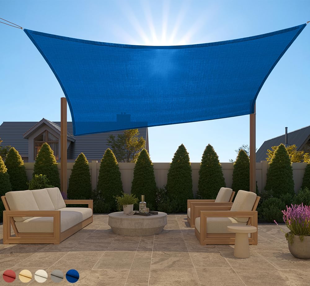 GORILLA GRIP Heavy Duty Sun Shade Sail 8x10 FT Blue front view