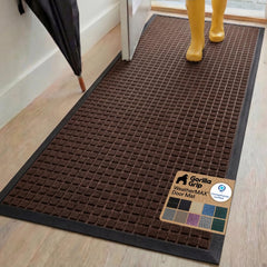 GORILLA GRIP WeatherMAX Door Mat front view 72x24 dark brown squares