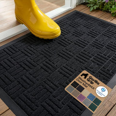 GORILLA GRIP WeatherMAX Door Mat front view, black maze design