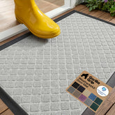 GORILLA GRIP WeatherMAX Door Mat front view in light gray lattice