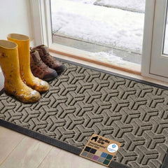 GORILLA GRIP WeatherMAX Door Mat front view in slate geometric pattern