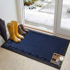 GORILLA GRIP WeatherMAX Door Mat front view Navy Greek Keys