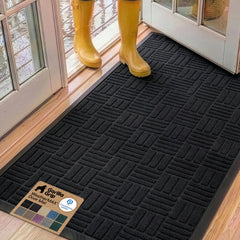 GORILLA GRIP WeatherMAX Doormat, 60x24 inches, Midnight Maze front view
