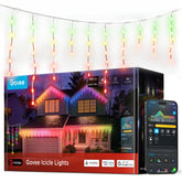 Govee Icicle Lights 66ft multicolour display on an outdoor porch