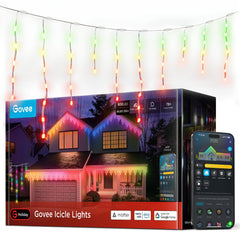 Govee Icicle Lights 66ft multicolour display on an outdoor porch