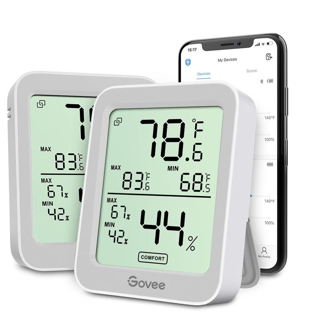 Govee Indoor Hygrometer Thermometer front view with LCD display