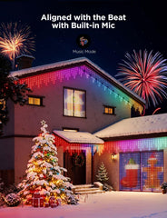 Govee lights in outdoor Christmas decoration setup