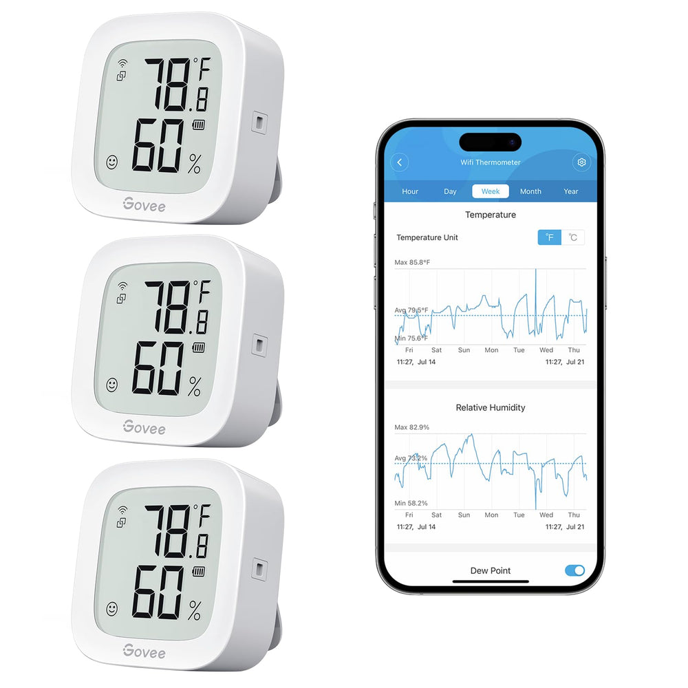 Govee WiFi Thermometer Hygrometer H5103 front view with electronic ink display