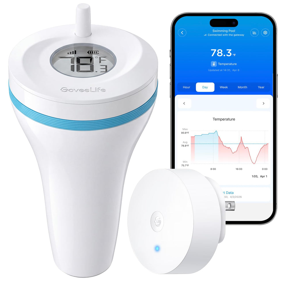 GoveeLife Smart Wireless Pool Thermometer P2 front view with white finish