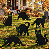 Govpy Black Cat Halloween Yard Sign in crouching pose