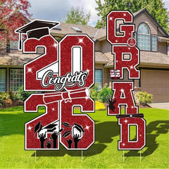 Govpy Graduation Yard Sign Class of 2026 red and black display