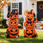 Govpy Halloween Yard Signs featuring stacked pumpkins and spooky elements