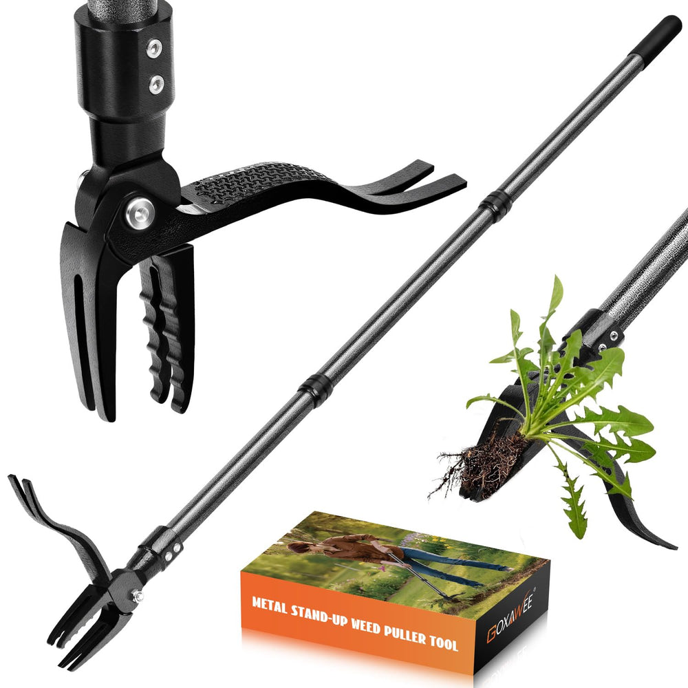 GOXAWEE Stand Up Weed Puller Tool front view with 45-inch handle
