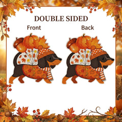 GPGHE Fall Dachshund Garden Flag displayed in a garden setting