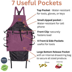 Grace and August Gardening Apron back view with cross-back straps