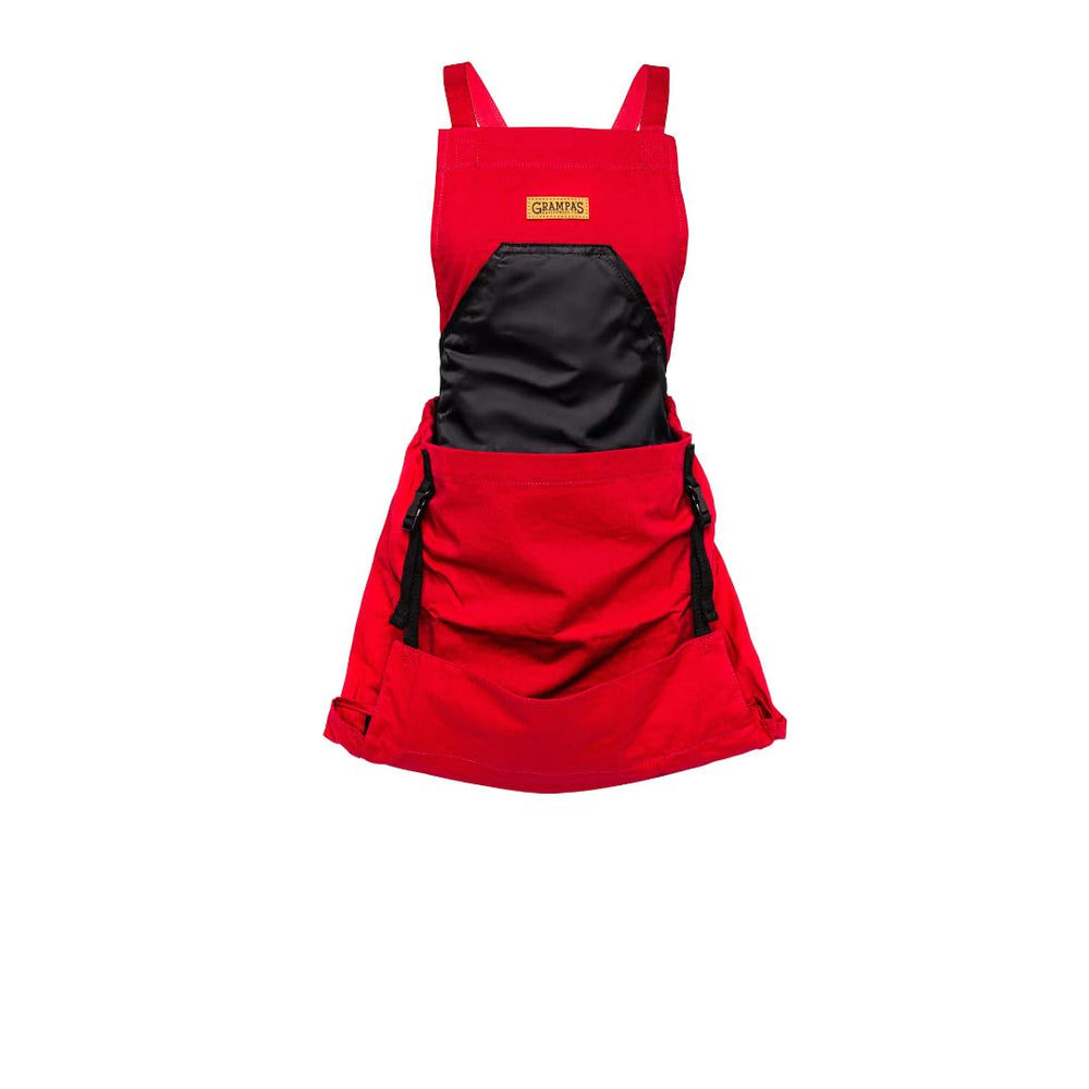 Grampa's Weeder Gardening Apron front view in red