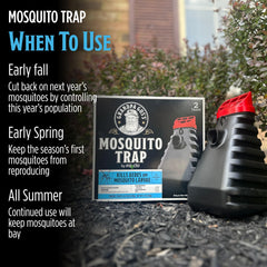 Grandpa Gus's Mosquito Trap hanging from a tree branch
