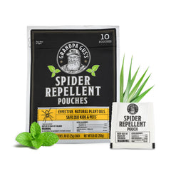 Grandpa Gus's Natural Spider Repellent Pouches front view, pack of 10