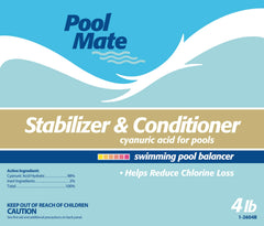 Granular form of Pool Mate Pool Stabilizer in a bowl