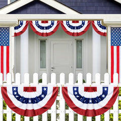 Grastfu American Bunting Flag on a porch railing