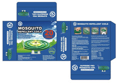 Green mosquito repellent coil burning in a metal stand