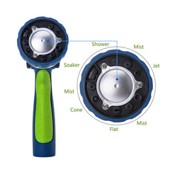 GREEN MOUNT Garden Hose Nozzle showing three mist jets