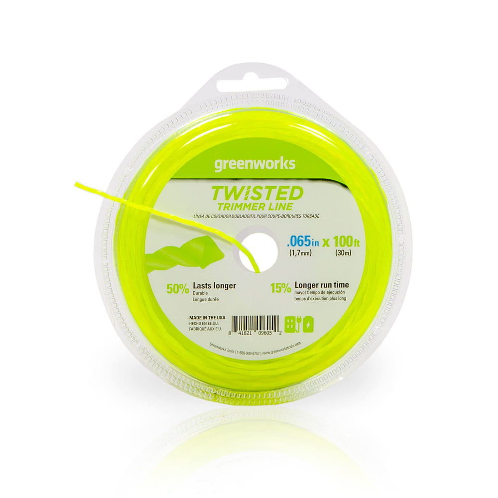 Greenworks 0.065 inch twisted string trimmer line spool front view