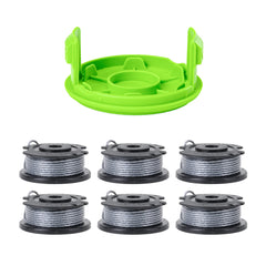 Greenworks 0.065" String Trimmer Spools 6-Pack with spool cover