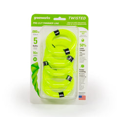 Greenworks 0.080" Pre-Cut Twisted String Trimmer Line pack front view