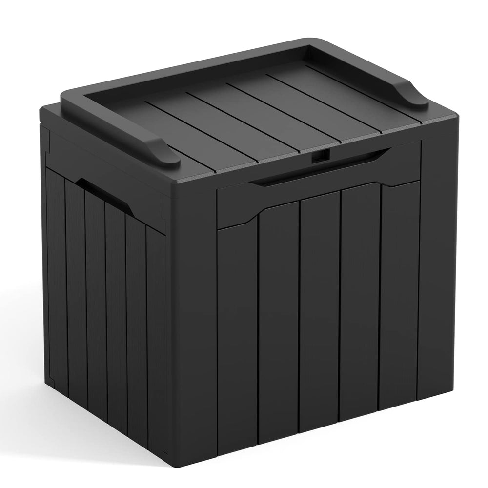 Greesum 31 Gallon Resin Deck Box front view in black