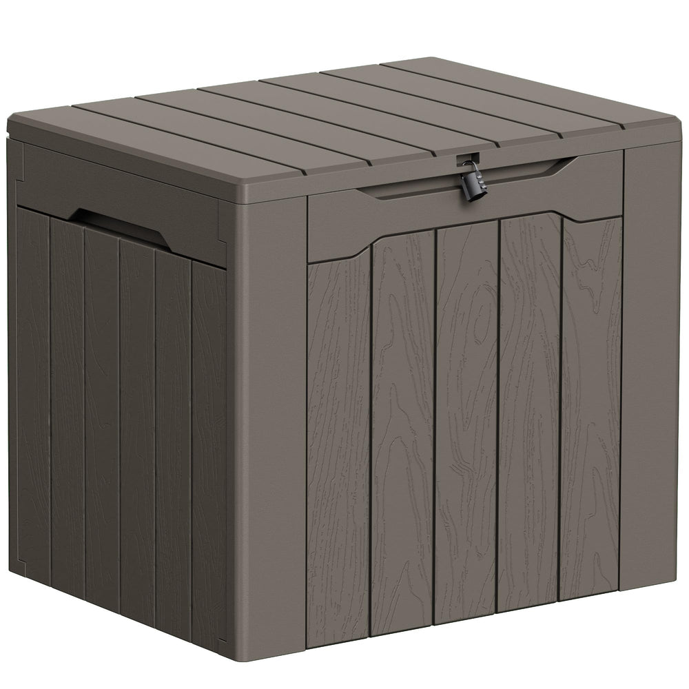 Greesum 33 Gallon Resin Deck Box in brown front view