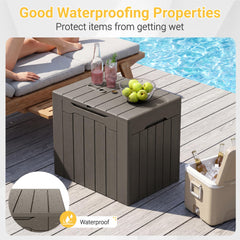 Greesum deck box in outdoor patio setting