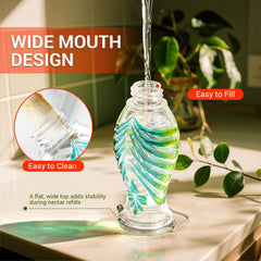 Grete Gotye Hummingbird Feeder with vibrant design hanging in garden