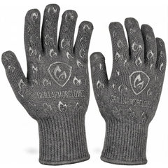 Grill Armor Gloves gray model front view with individual finger design