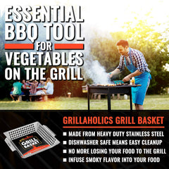 Grillaholics Vegetable Grill Basket showing deep-well sides