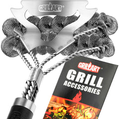 GRILLART 18-inch grill brush front view with stainless steel bristles