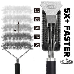GRILLART Grill Brush with scraper on a grill surface