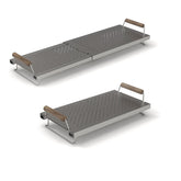 GRILLFANCY Adjustable Grill Warming Rack front view with stainless steel finish