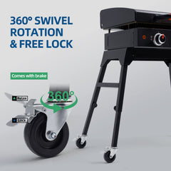 GRILLHOME wheels on a griddle stand in a patio setting