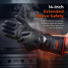 Grillixa BBQ gloves in package displaying product features