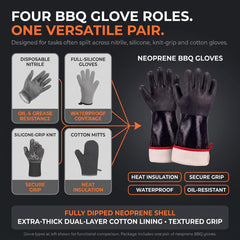 Grillixa BBQ gloves side view showcasing 14-inch length