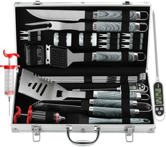 grilljoy 24PCS BBQ Grill Tools Set in aluminum case