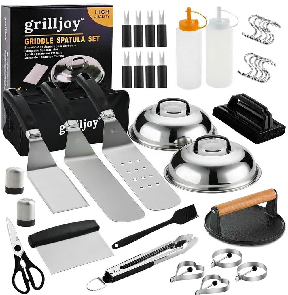 grilljoy 38pcs Griddle Accessories Kit, black color front view