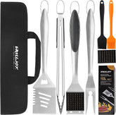 grilljoy 8PCS BBQ grill tools set with spatula, fork, and tongs
