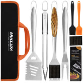 grilljoy 8PCS BBQ Grill Tools Set with spatula, fork, and tongs