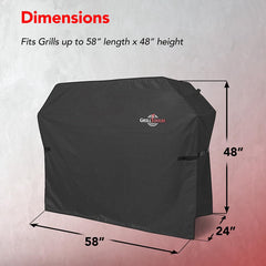 GrillTough grill cover dimensions 58L x 24W x 48H