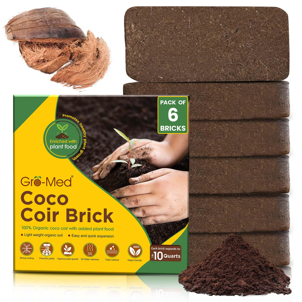 Gro-Med Organic Coco Coir Bricks 6 Pack in packaging