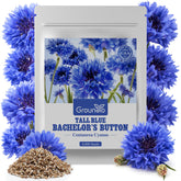 Groundio Bachelor Button Seeds pack front view with 6000+ seeds