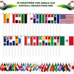 Group of AhfuLife handheld flags displayed at an outdoor event